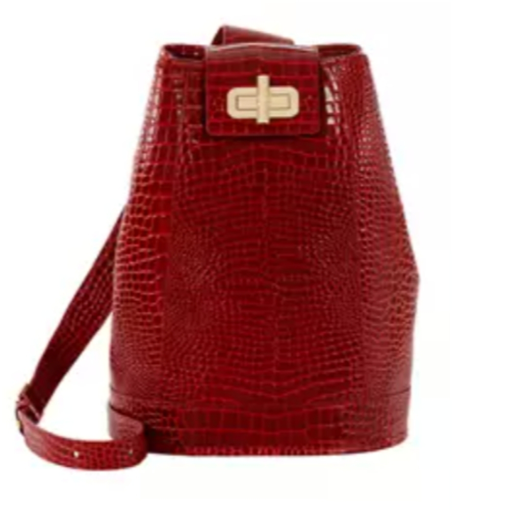 Brahmin Jane Glissandro Red Crocodile-Embossed Sling Bag